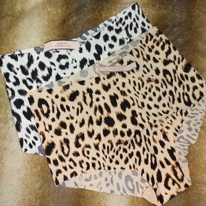 2 Pairs of Victoria Secret No-show Animal Print Brief Panties Size Medium